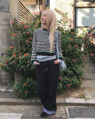 Two-tone striped cardigan