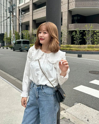 Big frill collar blouse