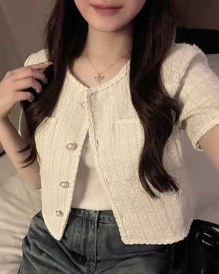 Tweed short-sleeved jacket