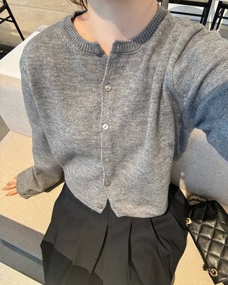 Crop Round Knit Cardigan