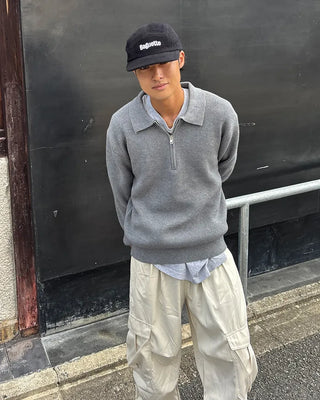 Half-neck zip-up collar knit