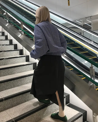 Gingham check half-zip pullover