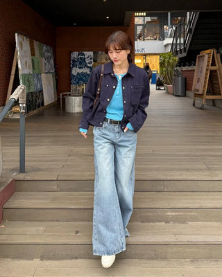 Wide denim pants