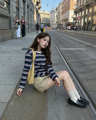 Striped oversized long t-shirt