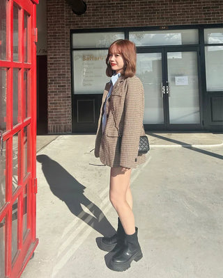 Oversized check jacket