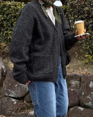 Melange wool loose-fit cardigan