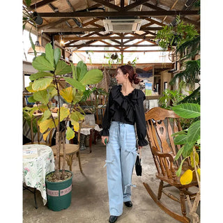 Ribbon Washed Denim Pants