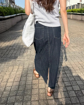 I-line denim skirt