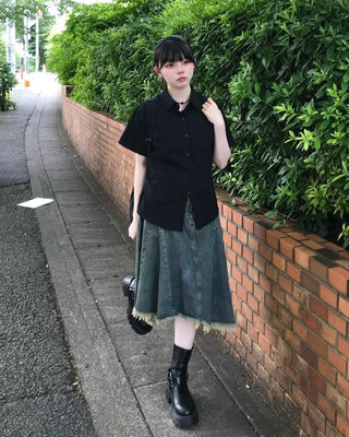 Asymmetrical denim skirt