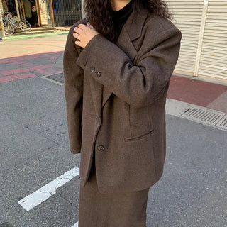 [Quilted Lining] Oversized Wool Jacket