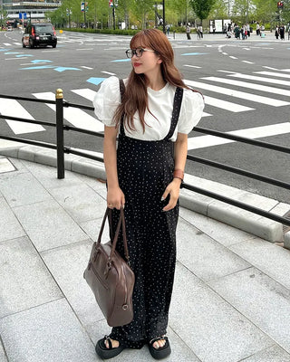 Pleated smoked overalls