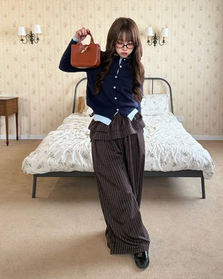 Round neck layered cardigan
