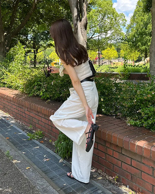 Wide-leg cotton pants