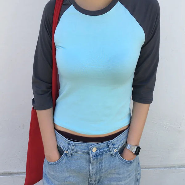 [2 colors] Raglan 7/8 Sleeve T-shirt