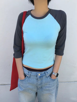 [2 colors] Raglan 7/8 Sleeve T-shirt
