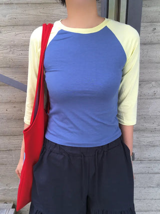 [2 colors] Raglan 7/8 Sleeve T-shirt