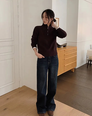 Half-button collar knit