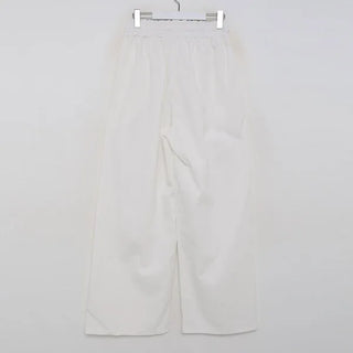 Cotton wide-leg long pants with elastic waistband
