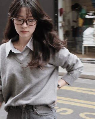 Shirt-layered knit