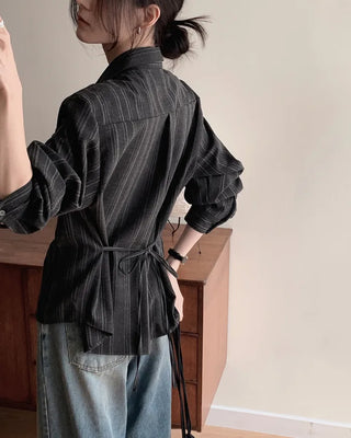 (set) Striped shirt & skirt set