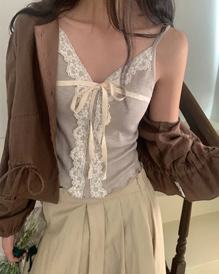 Lace Ribbon Camisole Top