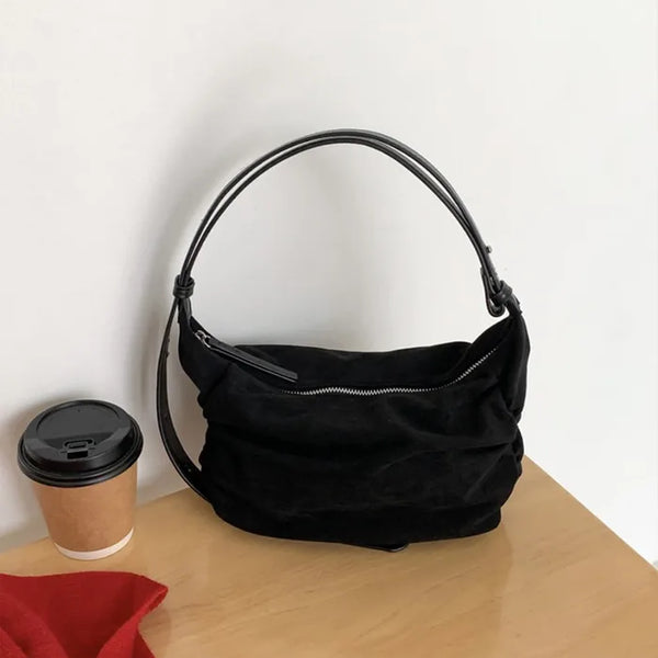 Suede Shirring Mini Tote Bag/Shoulder Bag