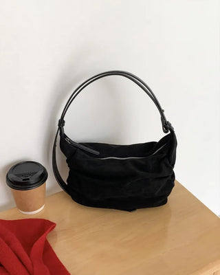 Suede Shirring Mini Tote Bag/Shoulder Bag