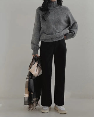 Warm fleece-lined semi-bootcut slacks