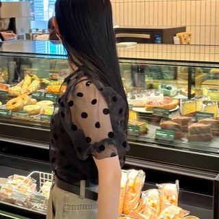 Polka Dot Puff Sleeve Blouse