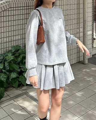 Sweatshirt & Pleated Mini Skirt Set