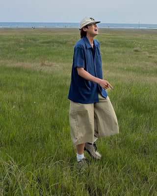 Pocket collar short-sleeved shirt