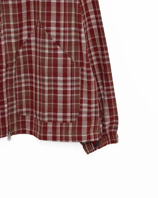 (Unisex) 2-Way Check Hooded Windbreaker
