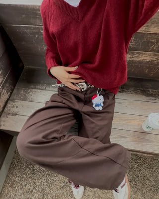 92 Back Logo Cotton Wide Pants