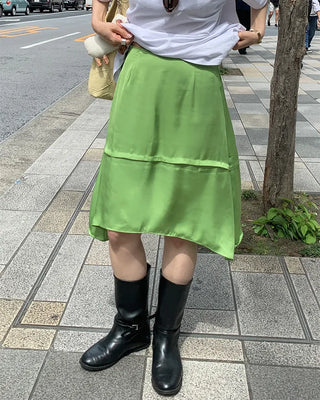 Satin midi skirt