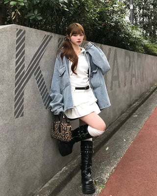 Belted frill can-can mini skirt