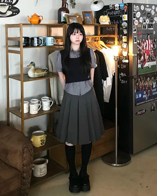 Knit bustier layered shirt
