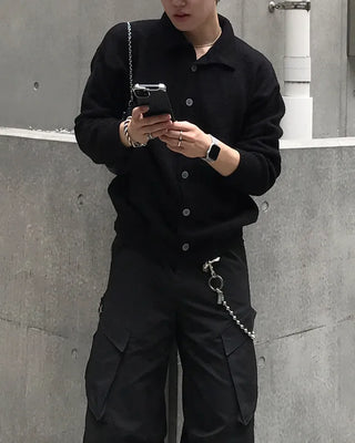 Soft polo knit cardigan