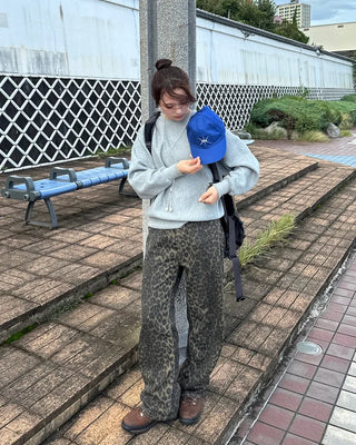 Leopard print cotton pants