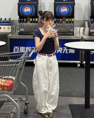Ribbon back pocket balloon pants