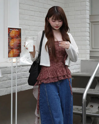 Asymmetrical polka dot camisole