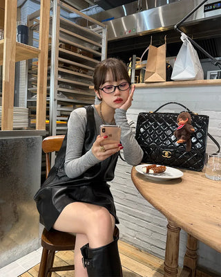 Leather mini dress