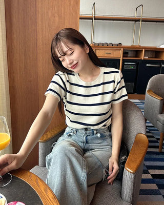 Striped short-sleeved knit