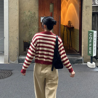 Striped bouclé cardigan