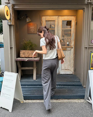 Striped pintuck wide-leg pants