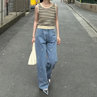 Striped knit sleeveless knit
