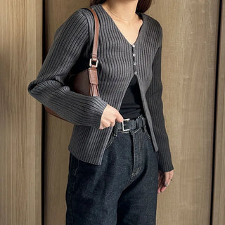 Ribbed Open Cardigan