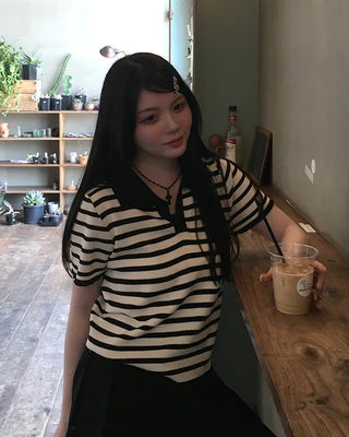 Striped short-sleeve knit