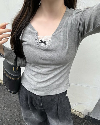 Lace sleeveless set T-shirt