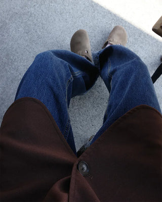 Semi-wide denim pants