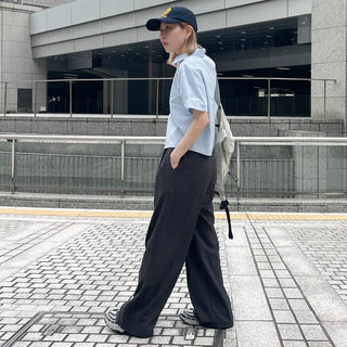 Plain cropped short-sleeved shirt